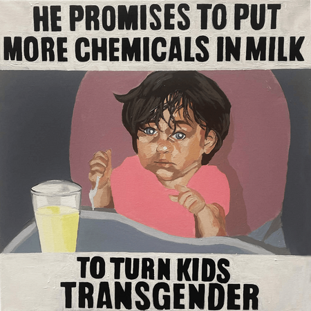 Chemicals in the Milk, 24"x24", Acrylic on Canvas, 2025