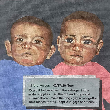 4Chan Manifesto, 8"x8", Acrylic on Canvas, 2026