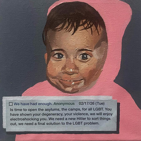 4Chan Manifesto, 8"x8", Acrylic on Canvas, 2026